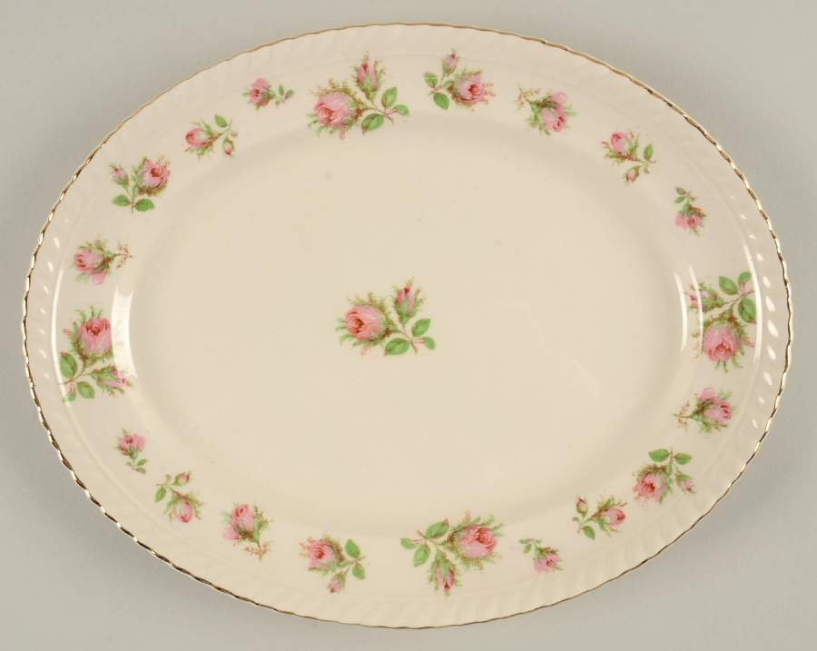 English Rose (Old English, Pink Roses) 10" Oval Serving Platter by Johnson Brothers-1