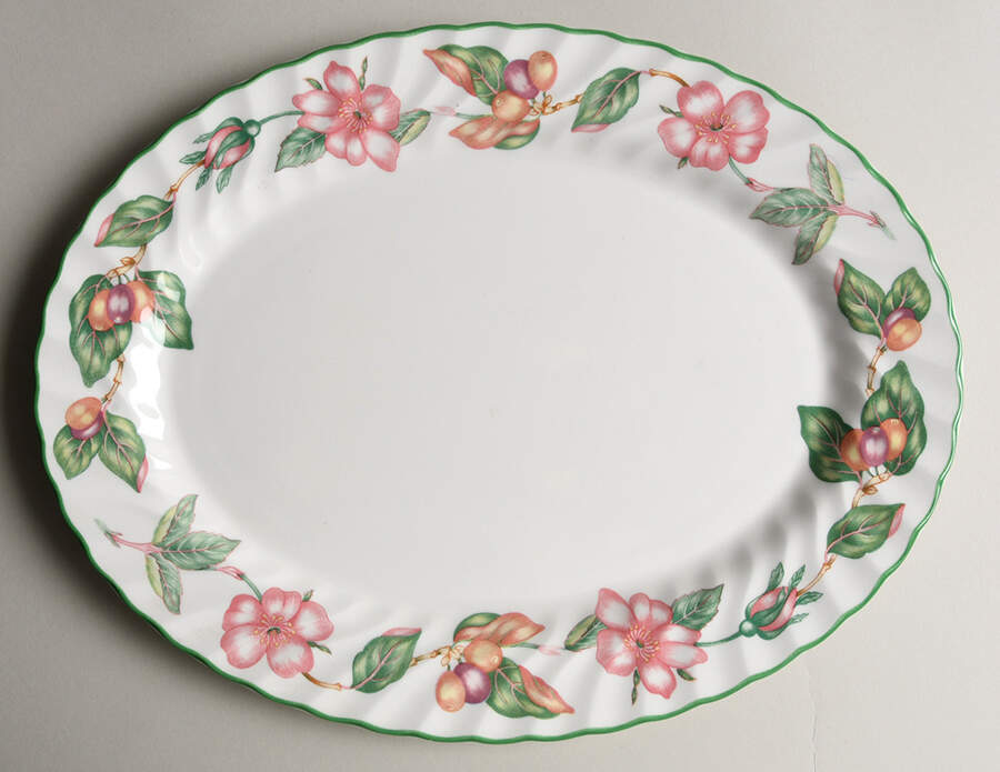 English Rose (Regency, Floral Vine) 12" Oval Serving Platter by Johnson Brothers-1