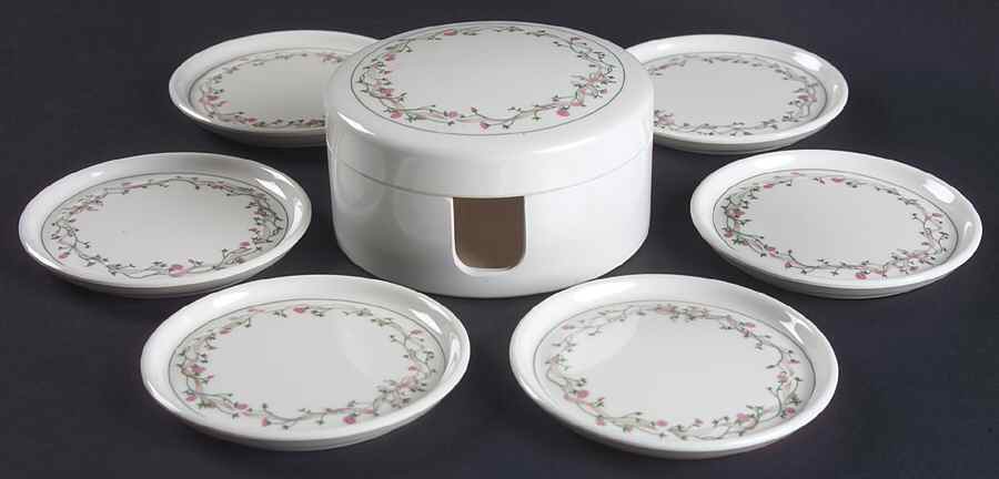 Eternal Beau 8 Pc Plastic Coaster Set (6 Coasters & Round Box) by Johnson Brothers-1