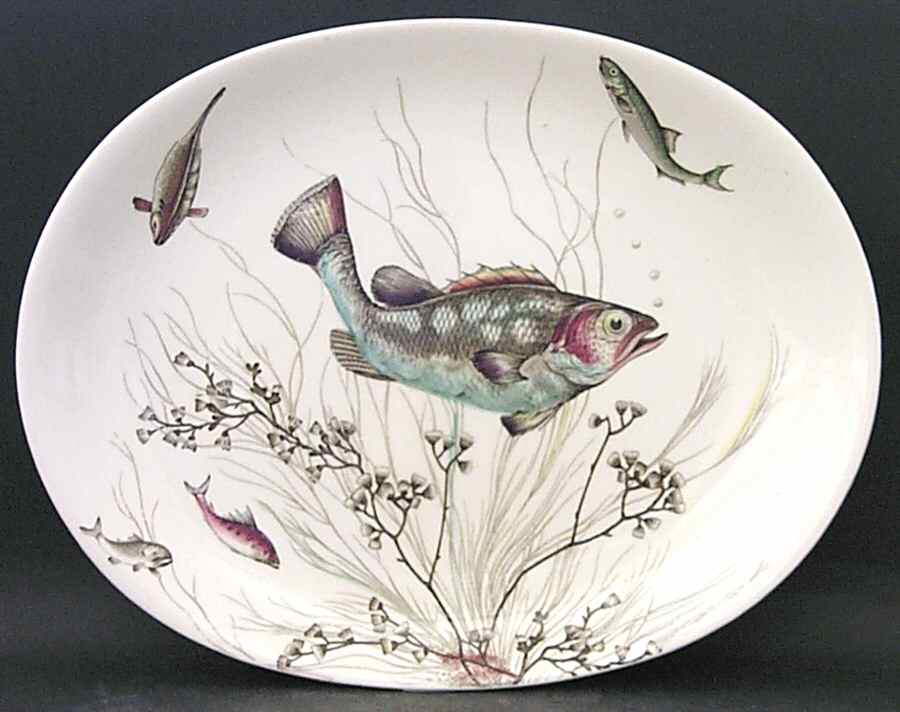 FISH (CREAM) 14" Oval Serving Platter by Johnson Brothers-1