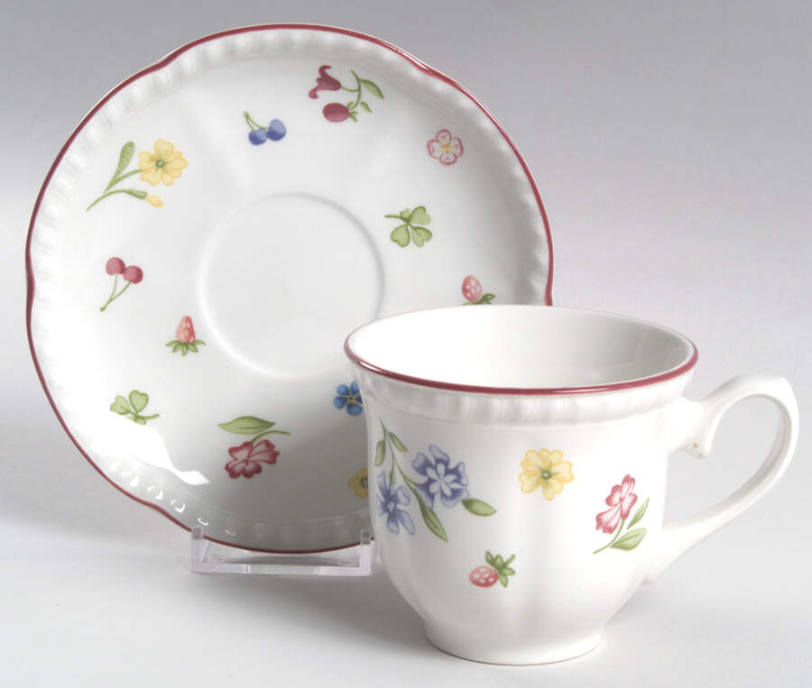 Fleurette Flat Cup & Saucer Set by Johnson Brothers-1