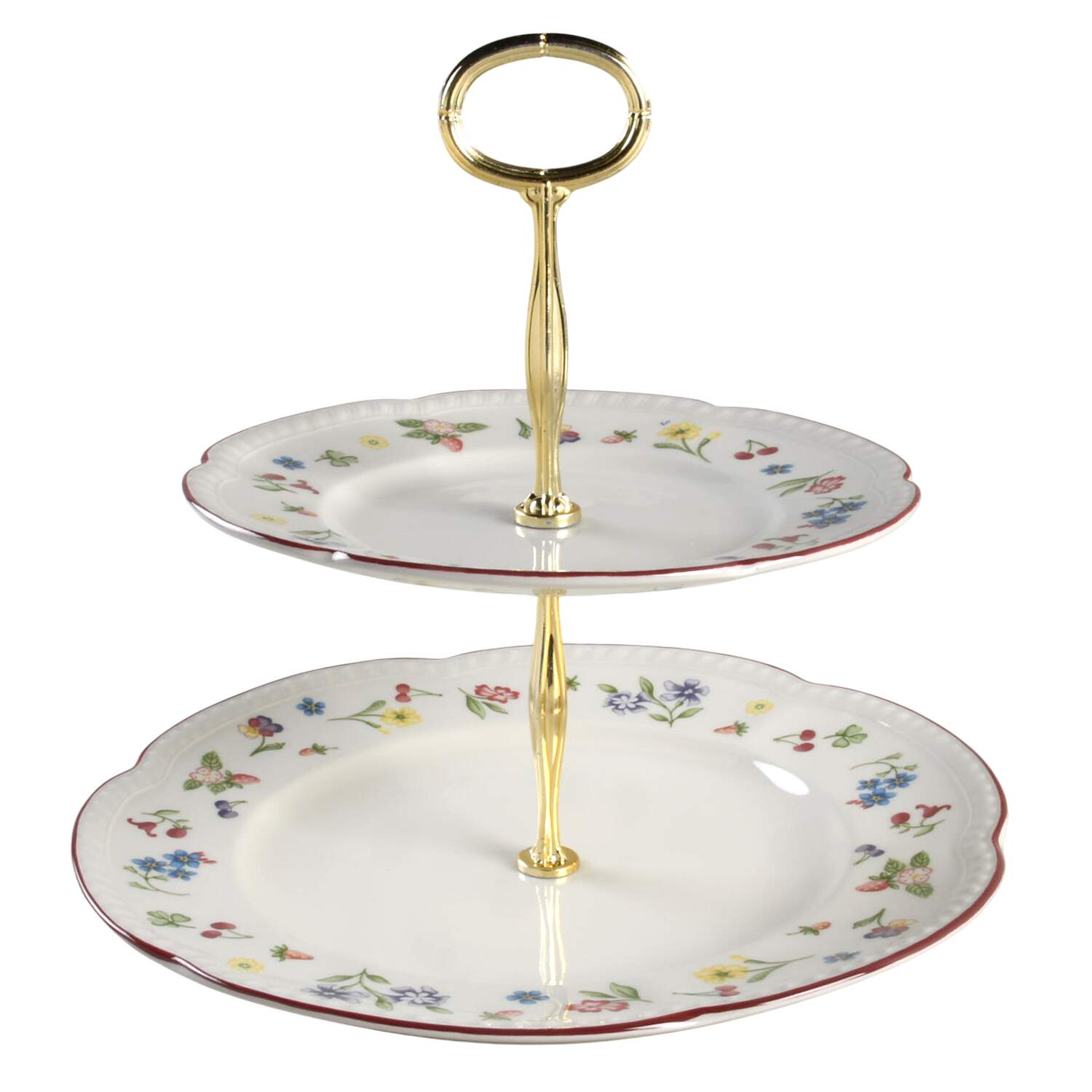 Fleurette 6 5/8"-10"  2 Tiered Serving Tray (Dp, Sp) HC by Johnson Brothers-1