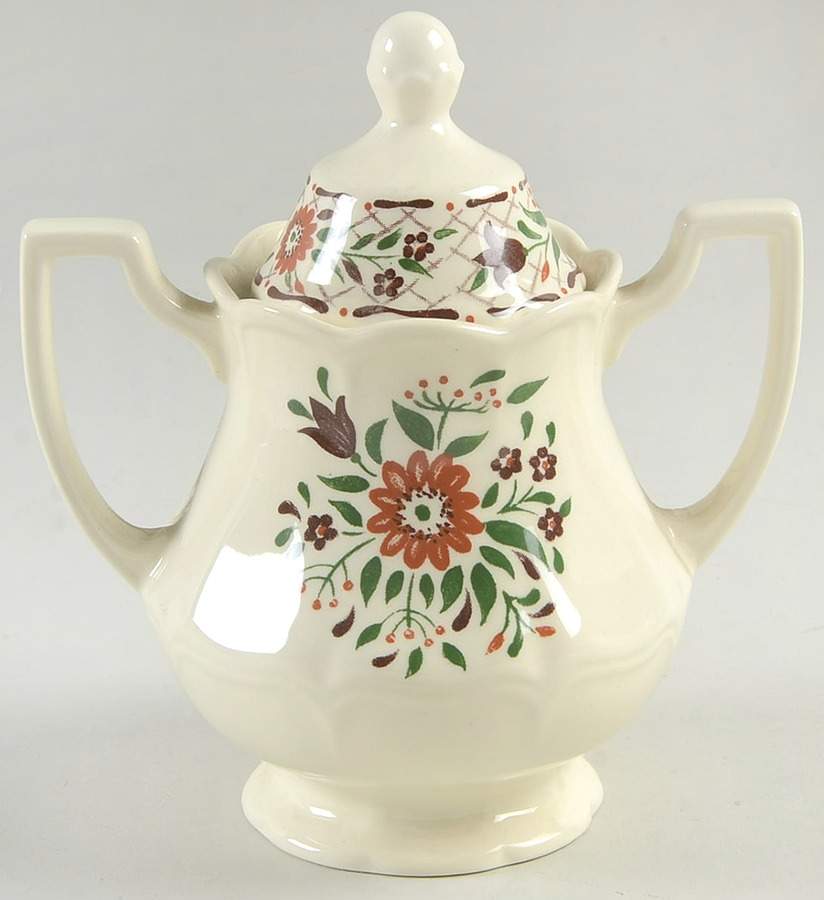 Fleur L'Orange Sugar Bowl & Lid by Johnson Brothers-1