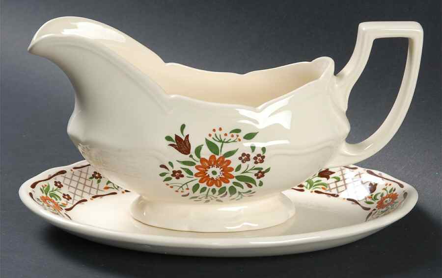 Fleur L'Orange Gravy Boat & Underplate by Johnson Brothers-1