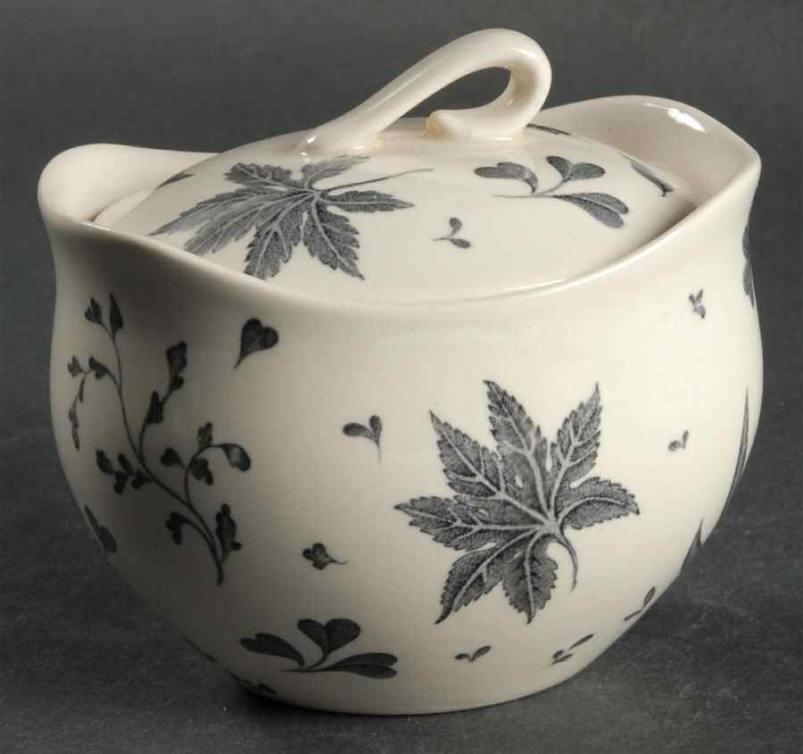 Floating Leaves Gray Sugar Bowl & Lid by Johnson Brothers-1
