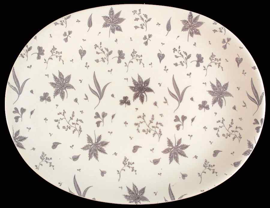 Floating Leaves Gray 14" Oval Serving Platter by Johnson Brothers-1