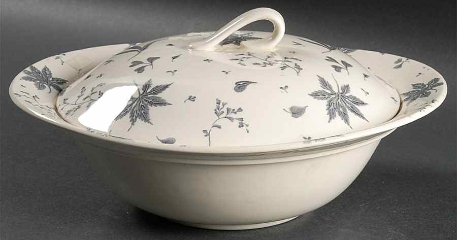 Floating Leaves Gray Round Covered Vegetable by Johnson Brothers-1
