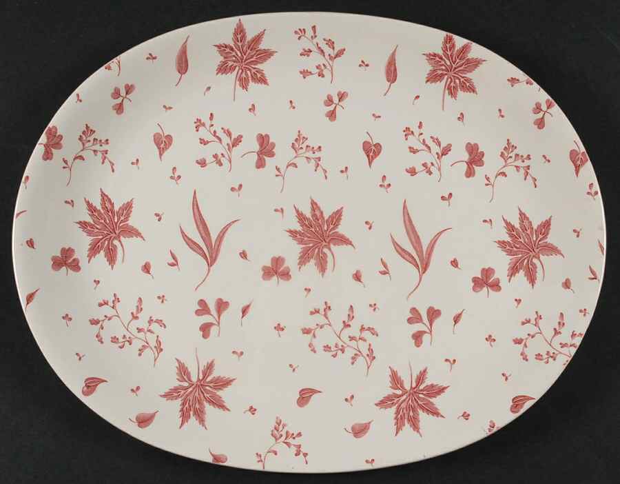 Floating Leaves Pink 12" Oval Serving Platter by Johnson Brothers-1