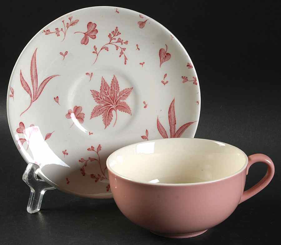 Floating Leaves Pink Flat Cup & Saucer Set by Johnson Brothers-1