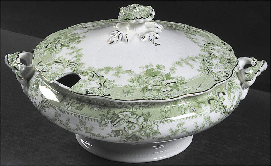 The Florentine Green (Gold Trim) Tureen &  Lid by Johnson Brothers-1