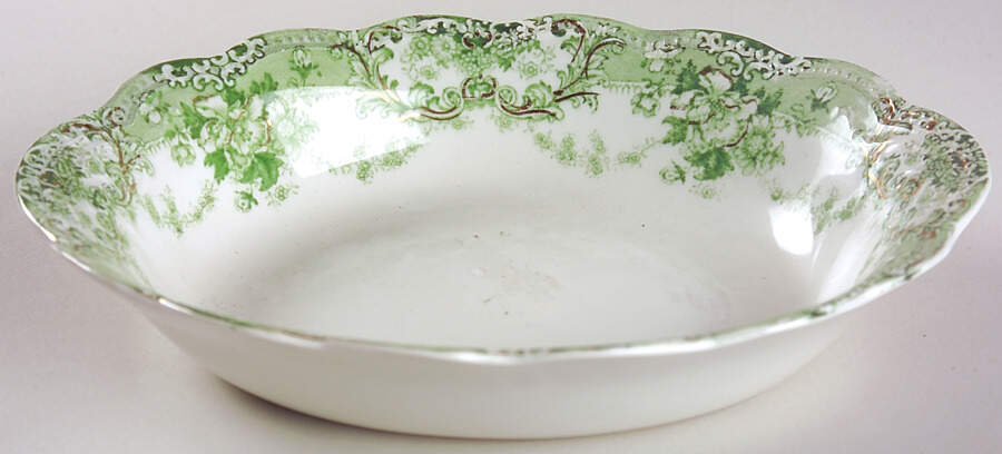 The Florentine Green (Gold Trim) 9" Oval Vegetable Bowl by Johnson Brothers-1