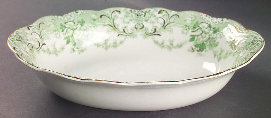 The Florentine Green (Gold Trim) 9" Oval Vegetable Bowl by Johnson Brothers-1
