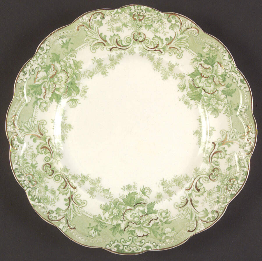 The Florentine Green (Gold Trim) Dessert/Pie Plate by Johnson Brothers-1