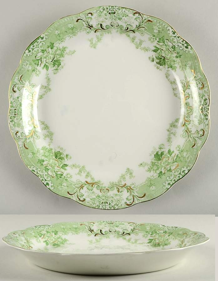 The Florentine Green (Gold Trim) 12" Deep Round Platter by Johnson Brothers-1