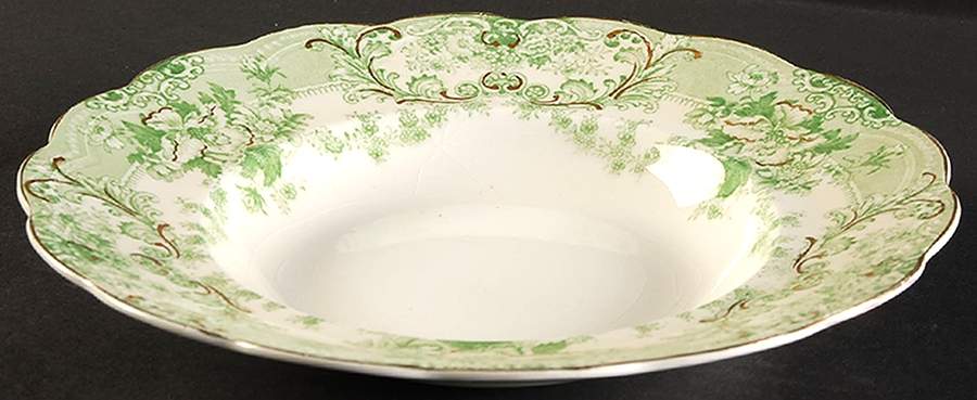 The Florentine Green (Gold Trim) Large Rim Soup Bowl by Johnson Brothers-1