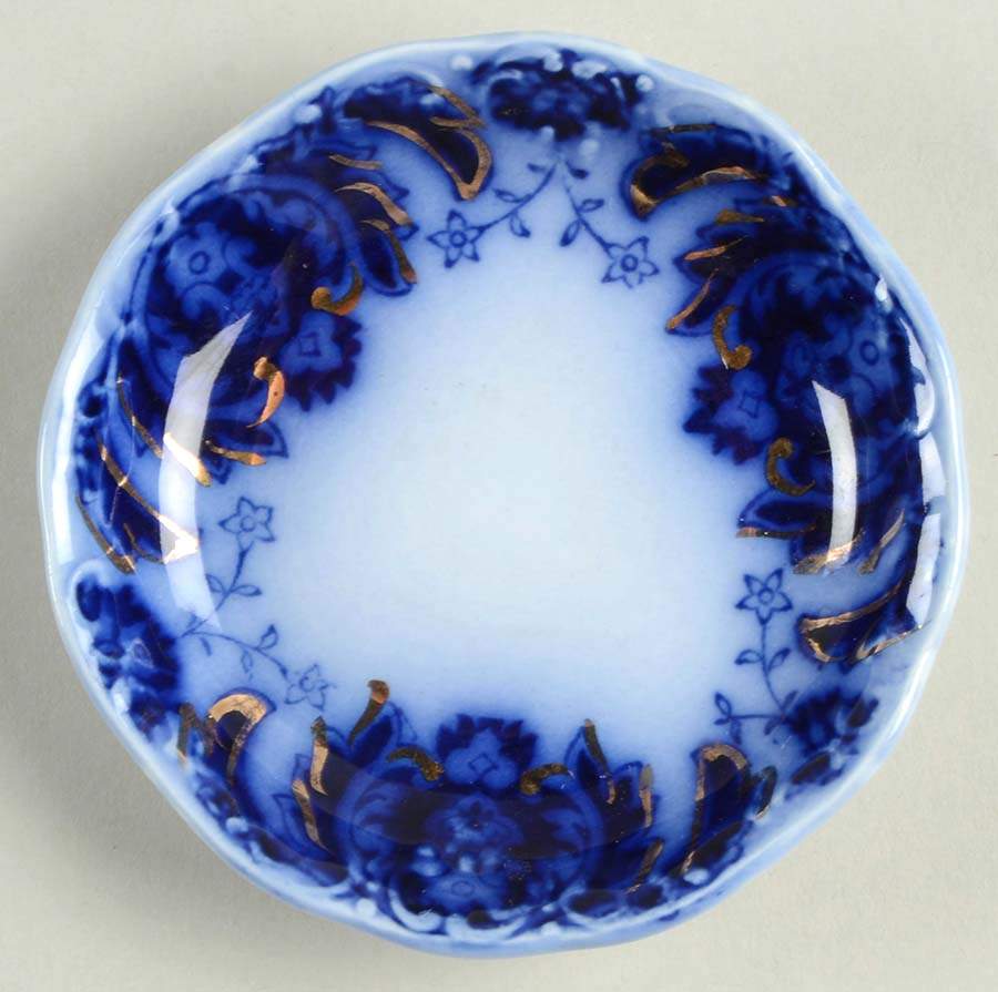 Florida (Flow Blue, Gold Accents) Butter Pat by Johnson Brothers-1