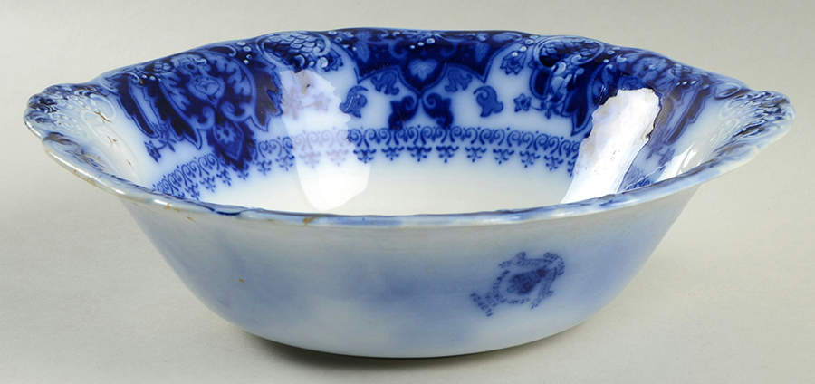 Florida (Flow Blue, Gold Accents) 8" Round Vegetable Bowl by Johnson Brothers-1