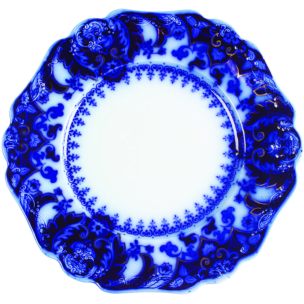 Florida (Flow Blue, Gold Accents) Dinner Plate by Johnson Brothers-1