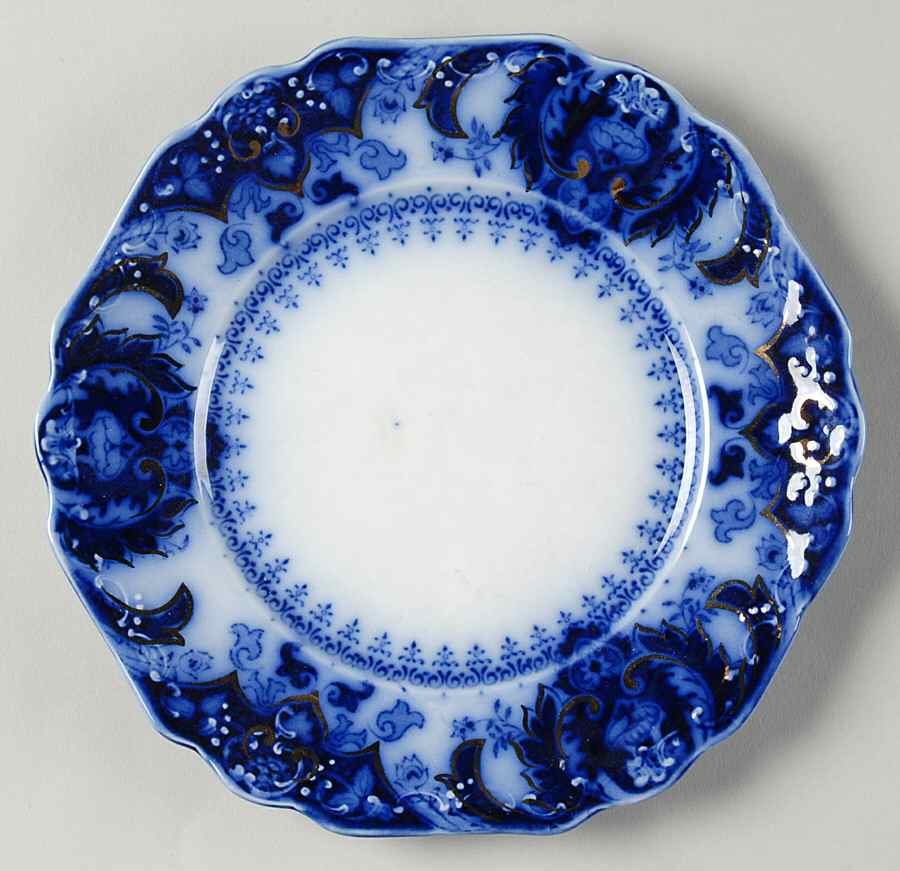 Florida (Flow Blue, Gold Accents) Dessert/Pie Plate by Johnson Brothers-1