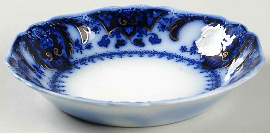 Florida (Flow Blue, Gold Accents) Coupe Soup Bowl by Johnson Brothers-1