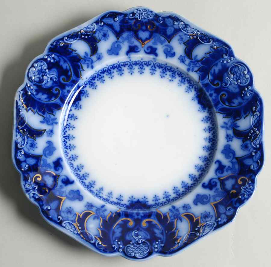 Florida (Flow Blue, Gold Accents) Luncheon Plate by Johnson Brothers-1