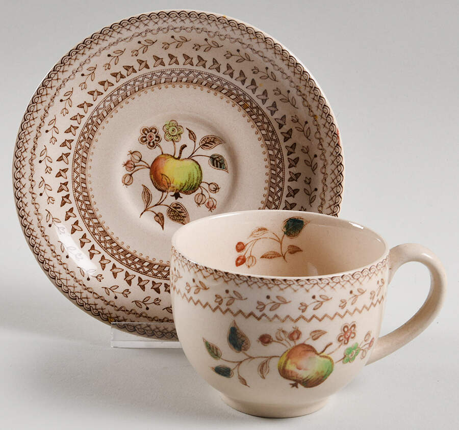 Fruit Sampler (Older) Footed Cup & Saucer Set by Johnson Brothers-1