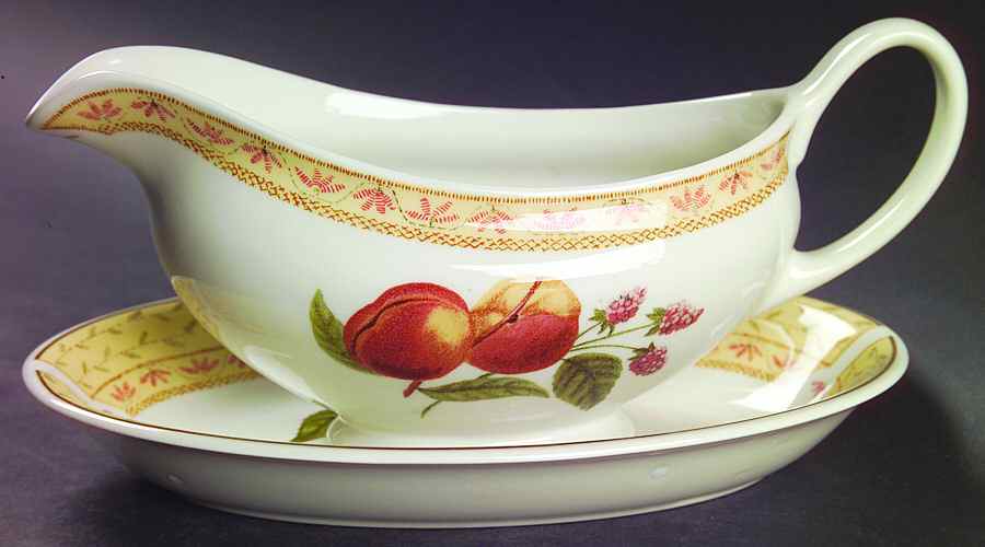 Fruit Sampler (Newer) Gravy Boat & Underplate/Relish by Johnson Brothers-1