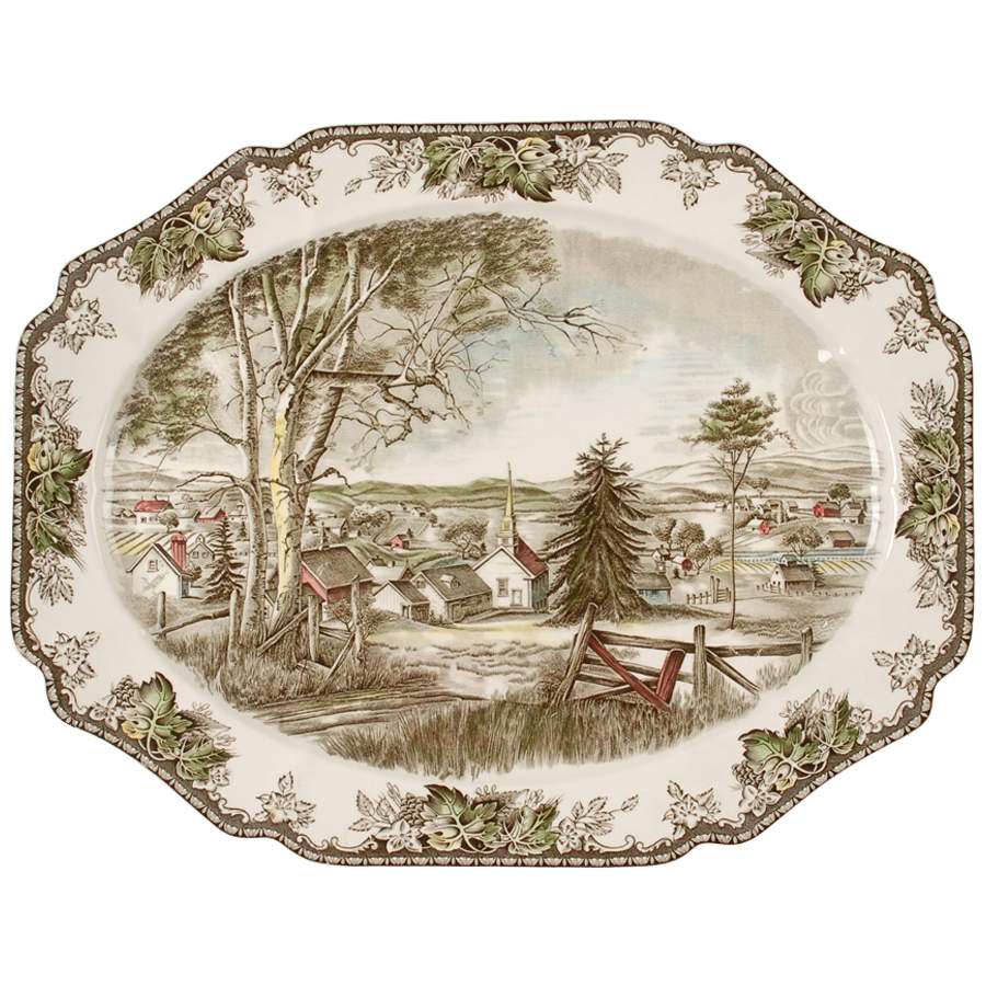 Friendly Village, The ("Made in England" Backstamp) 20" Oval Serving Platter by Johnson Brothers-1