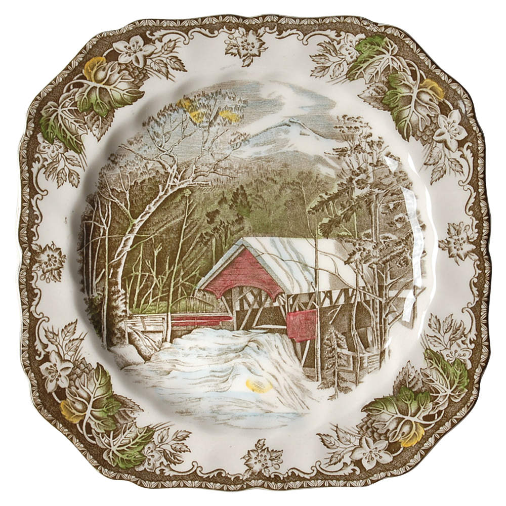 Friendly Village, The ("Made in England" Backstamp) Square Salad Plate by Johnson Brothers-1