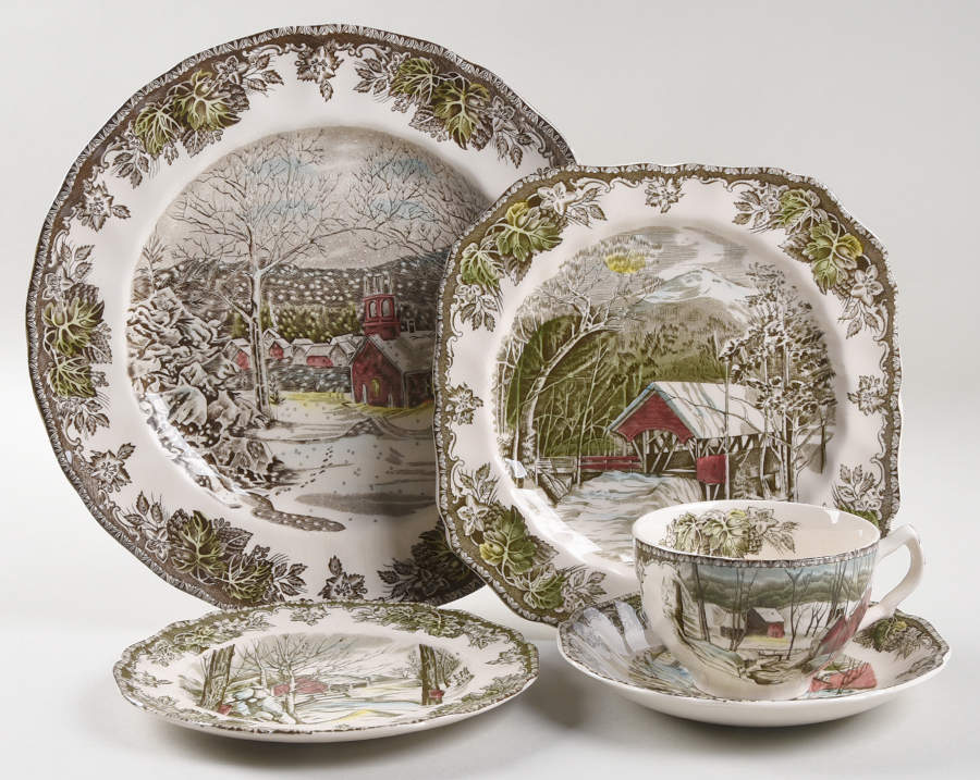 Friendly Village, The ("Made in England" Backstamp) 40  Piece Estate Set by Johnson Brothers-1