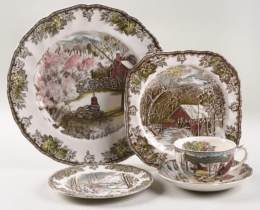 Friendly Village, The ("Made in England" Backstamp) 40  Piece Estate Set by Johnson Brothers-1