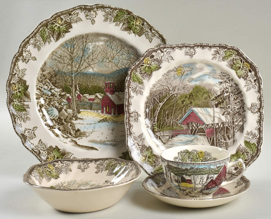 Friendly Village, The ("Made in England" Backstamp) 40  Piece Estate Set by Johnson Brothers-1