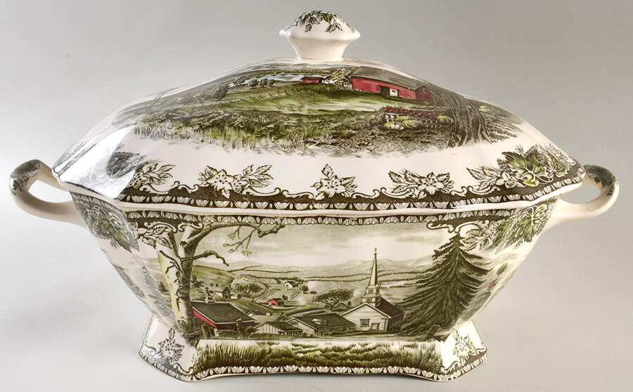 Friendly Village, The ("Made in England" Backstamp) Rectangular Tureen & Lid by Johnson Brothers-1