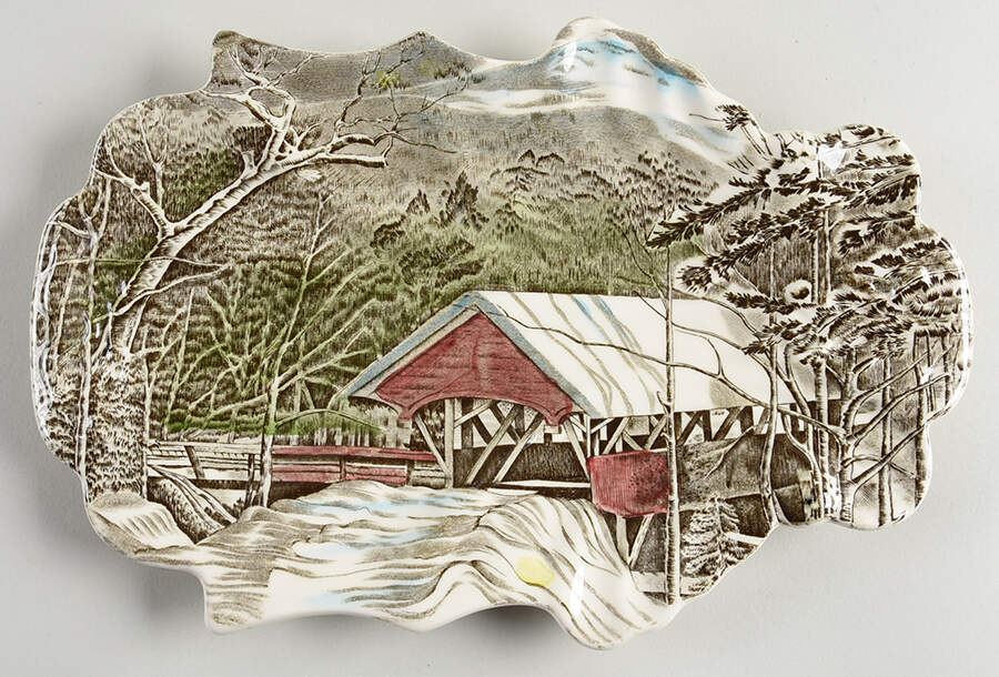 Friendly Village, The ("Made in England" Backstamp) 11" Scalloped Tray by Johnson Brothers-1