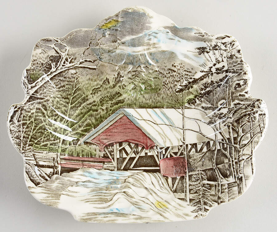 Friendly Village, The ("Made in England" Backstamp) 9" Leaf Dish by Johnson Brothers-1