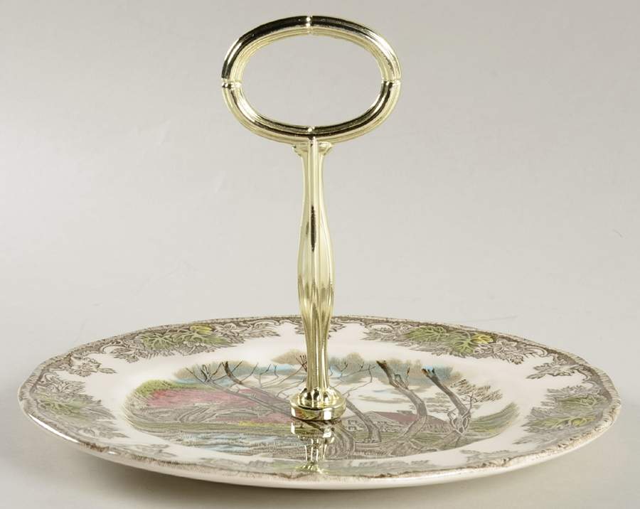Friendly Village, The ("Made in England" Backstamp) Round Serving Plate with Handle (SP) by Johnson Brothers-1