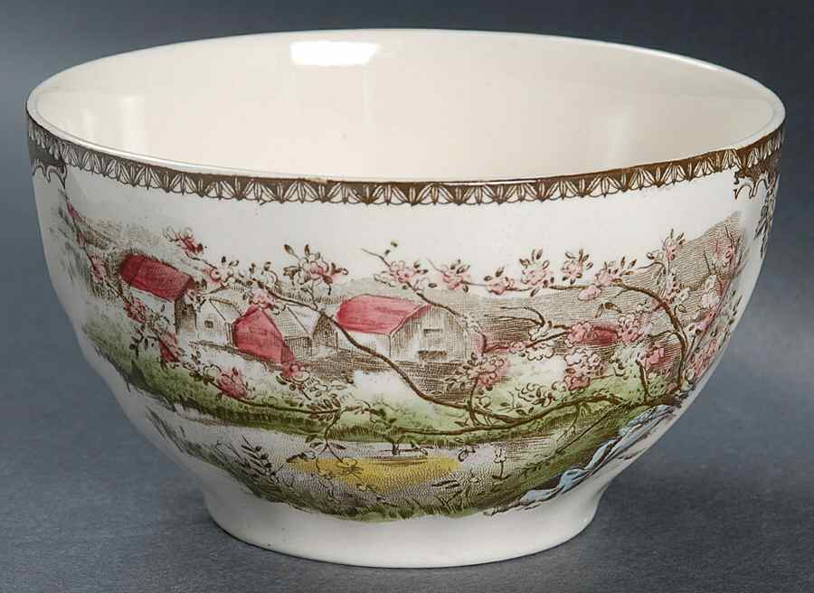 Friendly Village, The ("Made in England" Backstamp) Cranberry Bowl by Johnson Brothers-1