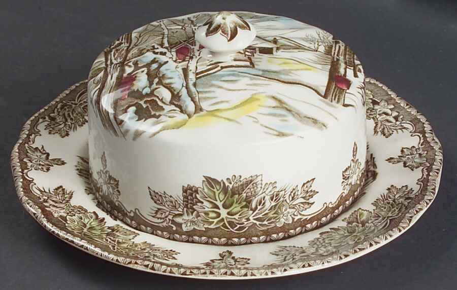 Friendly Village, The ("Made in England" Backstamp) Round Covered Butter (Uses Bread & Butter Plate) by Johnson Brothers-1