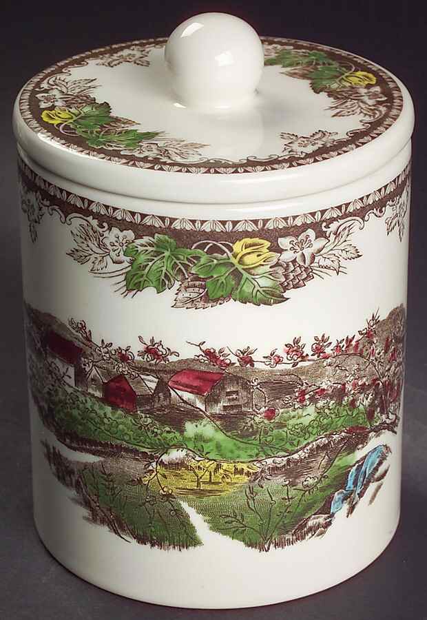 Friendly Village, The ("Made in England" Backstamp) Medium Canister & Lid by Johnson Brothers-1
