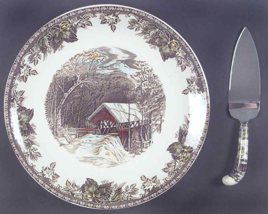 Friendly Village, The ("Made in England" Backstamp) Cake Plate and Server (Boxed Set) by Johnson Brothers-1
