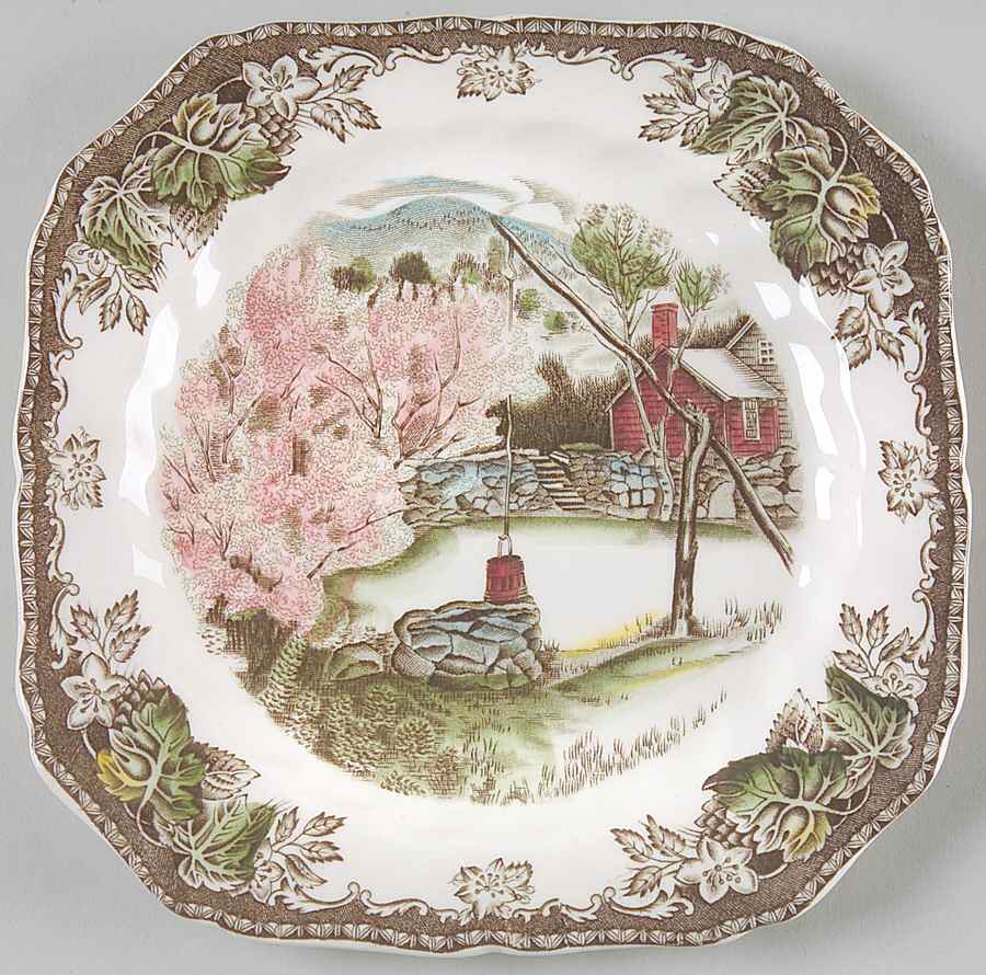 Friendly Village, The ("Made in England" Backstamp) Square Dessert Plate by Johnson Brothers-1