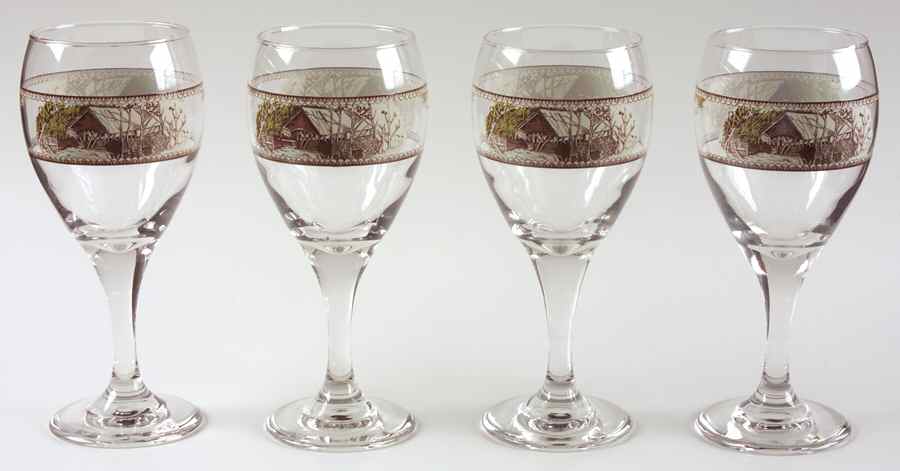 Friendly Village, The ("Made in England" Backstamp) Glass Goblet - Set of 4 Boxed by Johnson Brothers-1