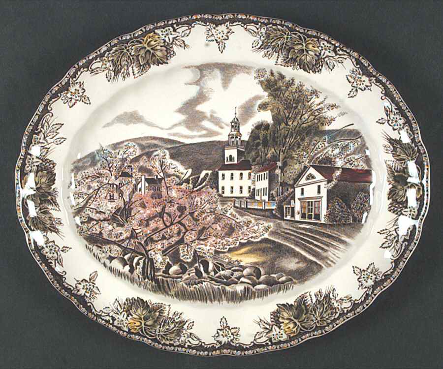 Friendly Village, The ("Made in England" Backstamp) 11" Oval Serving Platter by Johnson Brothers-1