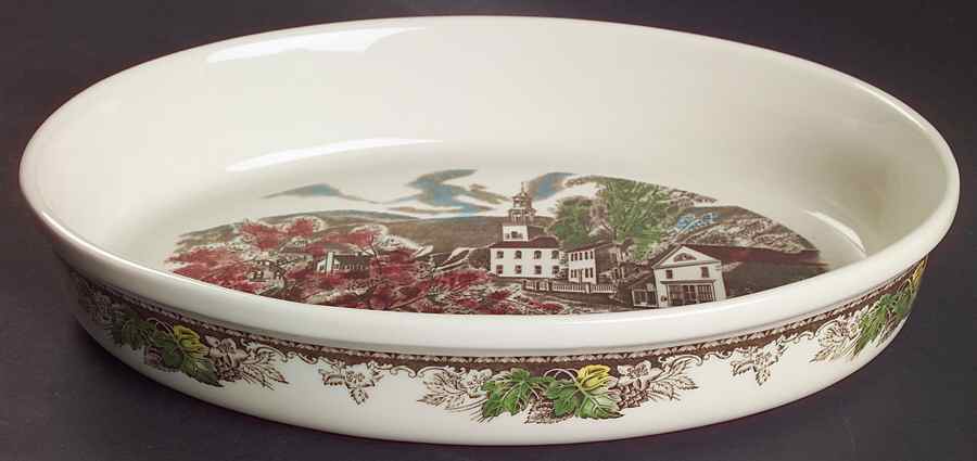 Friendly Village, The ("Made in England" Backstamp) 12" Oval Baker by Johnson Brothers-1