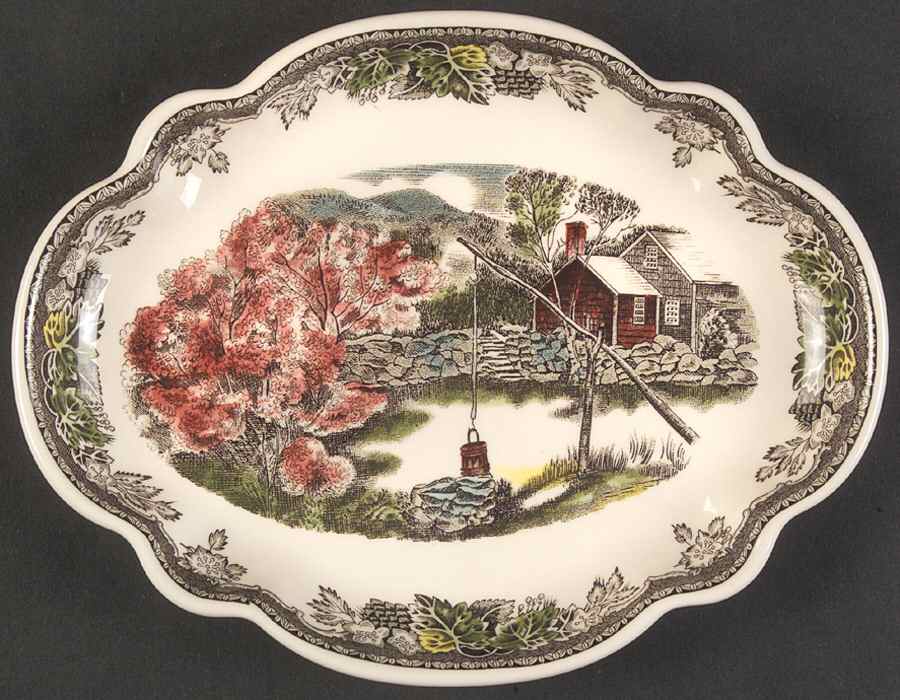 Friendly Village, The ("Made in England" Backstamp) Rose Tray 8" by Johnson Brothers-1