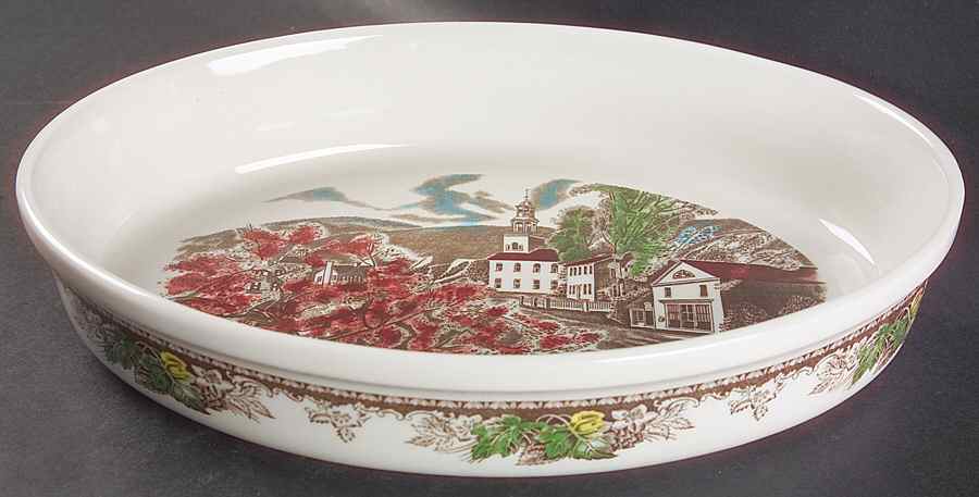 Friendly Village, The ("Made in England" Backstamp) 12" Oval Baker by Johnson Brothers-1