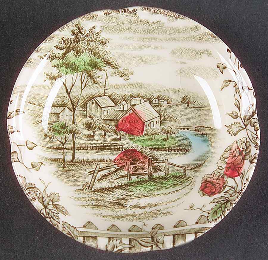 Friendly Village, The ("Made in England" Backstamp) Butter Pat by Johnson Brothers-1