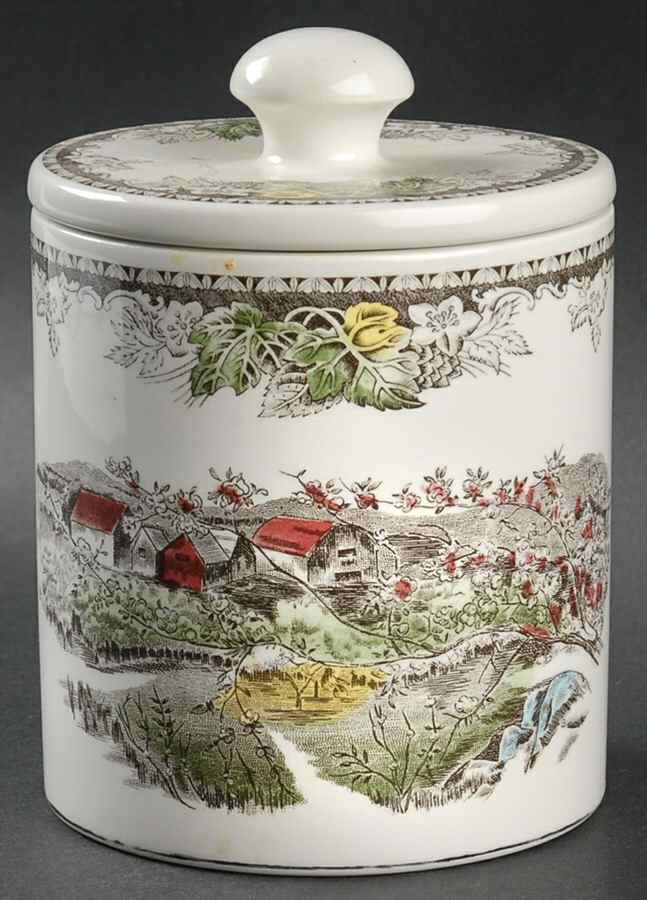 Friendly Village, The ("Made in England" Backstamp) Medium Canister & Lid by Johnson Brothers-1