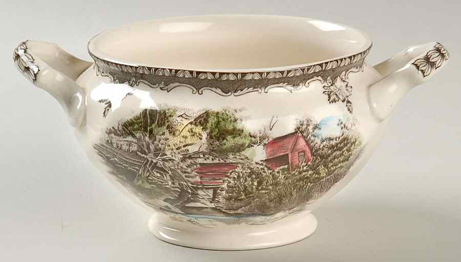 Friendly Village, The ("Made in England" Backstamp) Sugar Bowl No Lid by Johnson Brothers-1