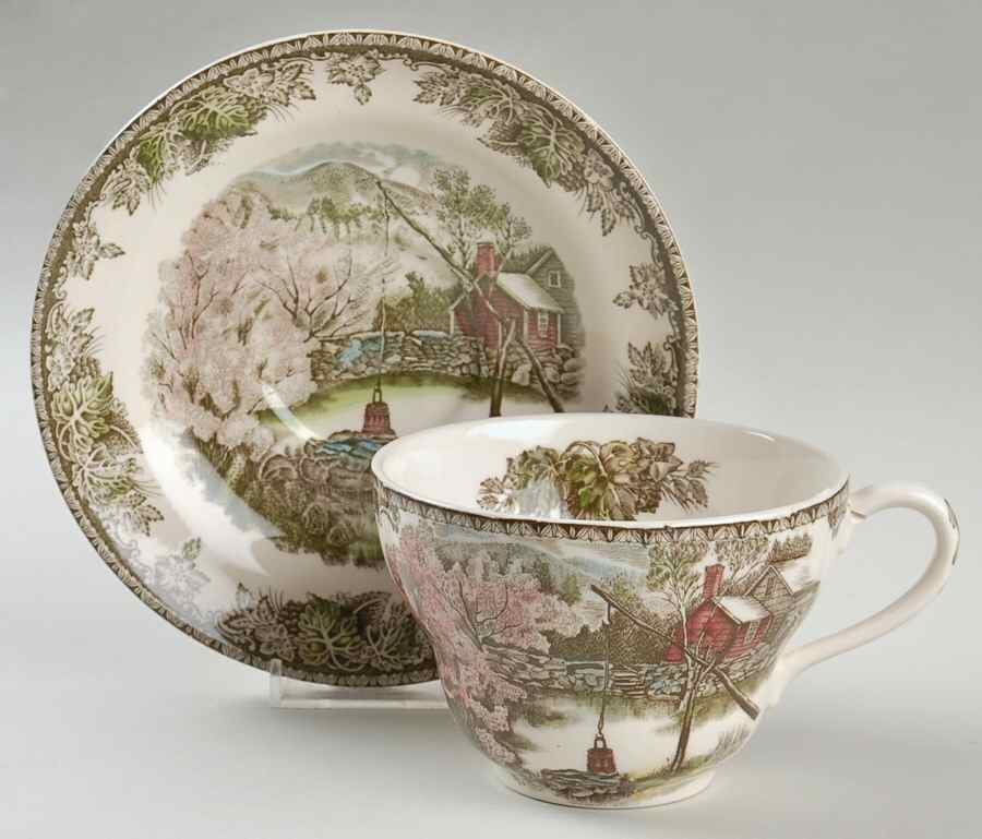 Friendly Village, The ("Made in England" Backstamp) Jumbo Cup & Saucer Set by Johnson Brothers-1